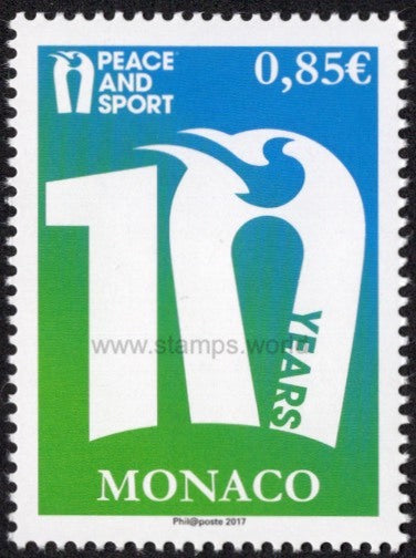 Monaco. 2017 10 Years of Peace and Sport. MNH