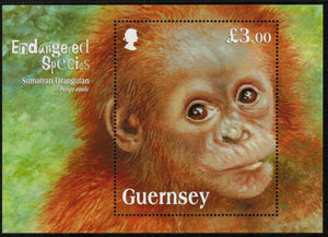 Guernsey. 2014 Endangered Species. Sumatran Orangutan. MNH