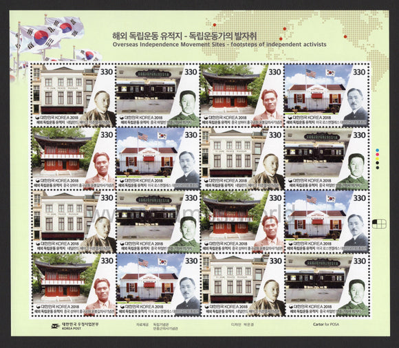 South Korea. 2018 Overseas Independence of Movement Sites. MNH