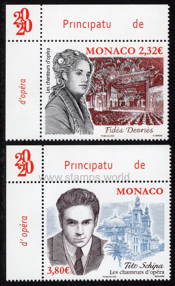 Monaco. 2020 Opera Singers. Fides Devries and Tito Schip. MNH