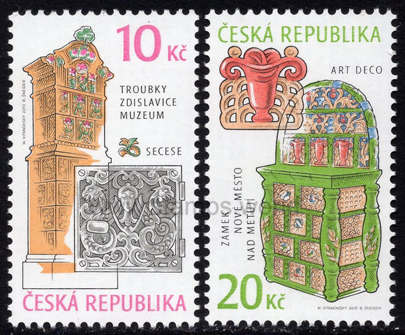 Czech Republic. 2010 Historical stoves. Art Nouveau and Art Deco. MNH